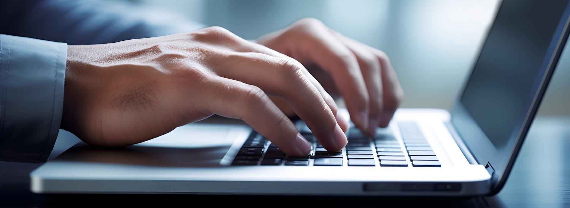 Person typing on computer